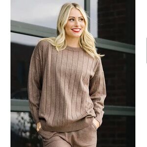 Zyia Active Mocha Élodie Ribbed Sweater Size XL